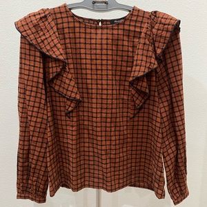 Madewell Ruffle-Front Top in Plaid